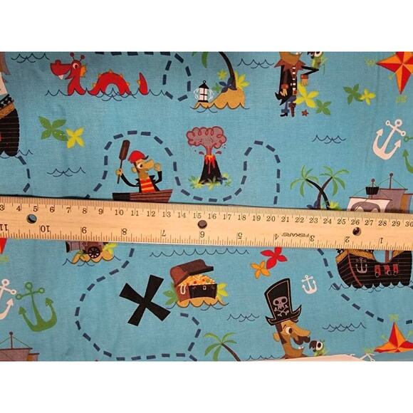 Pirates Treasure Map Cotton Fabric By David Textiles 1 Yard 28 Inch New - Picture 6 of 7